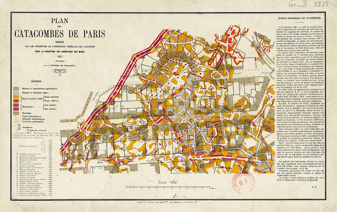 Схематическая карта парижских катакомб