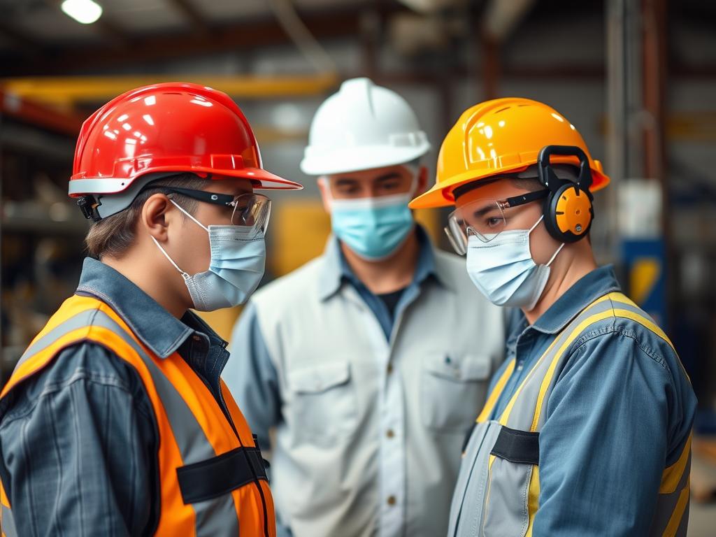 training workers on the use of personal protective equipmentфото