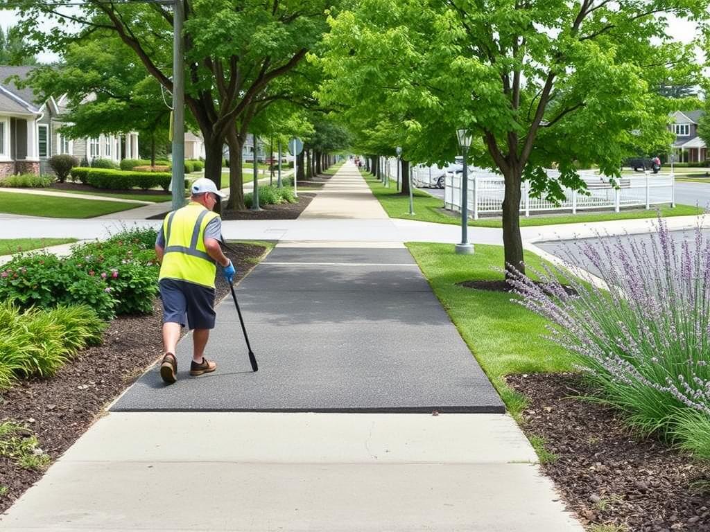 Asphalting of sidewalksфото